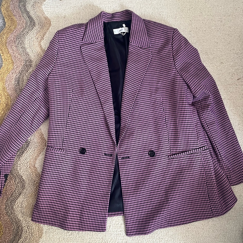Mango houndstooth purple blazer